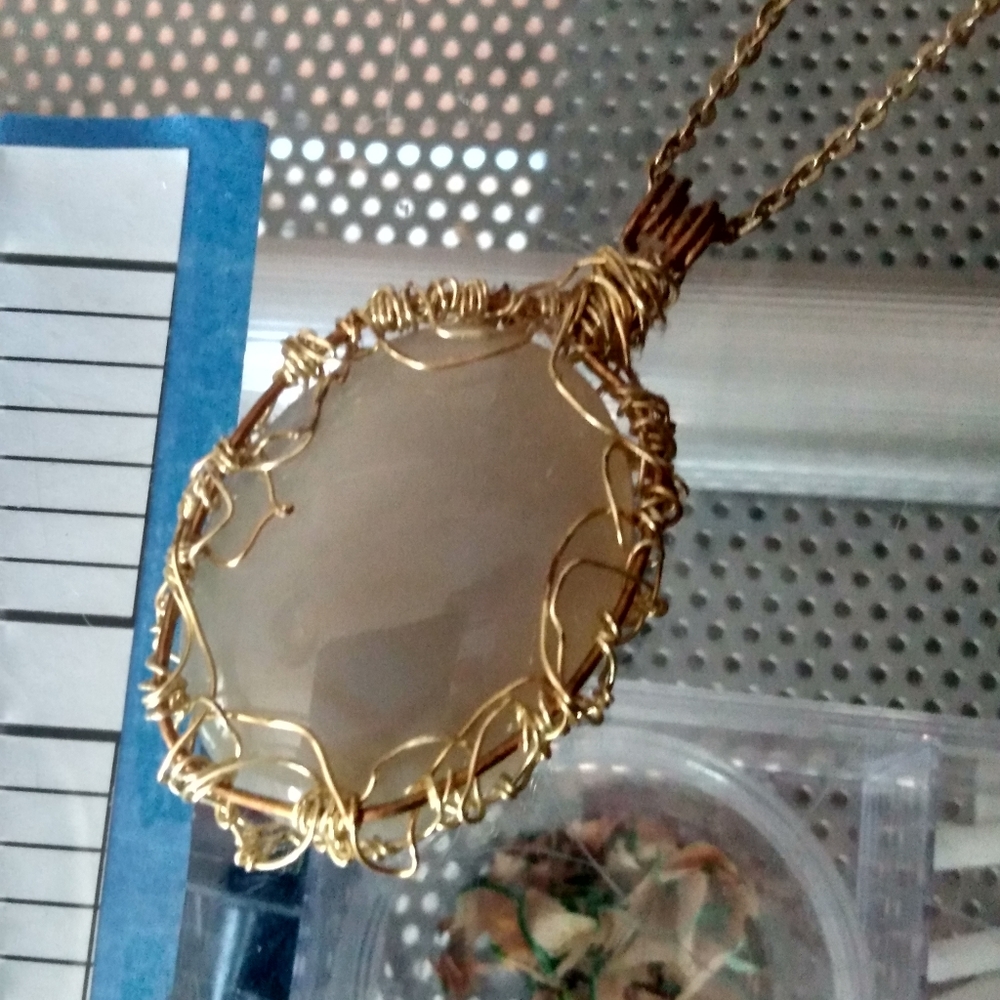 Handmade Raw moonstone necklace.